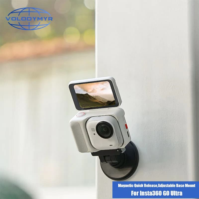 VOLODYMYR Staffa con base magnetica a sgancio rapido per Insta360 GO Ultra 180 ° Adattatore Regolabile per Accessori e Attrezzature per Action Camera