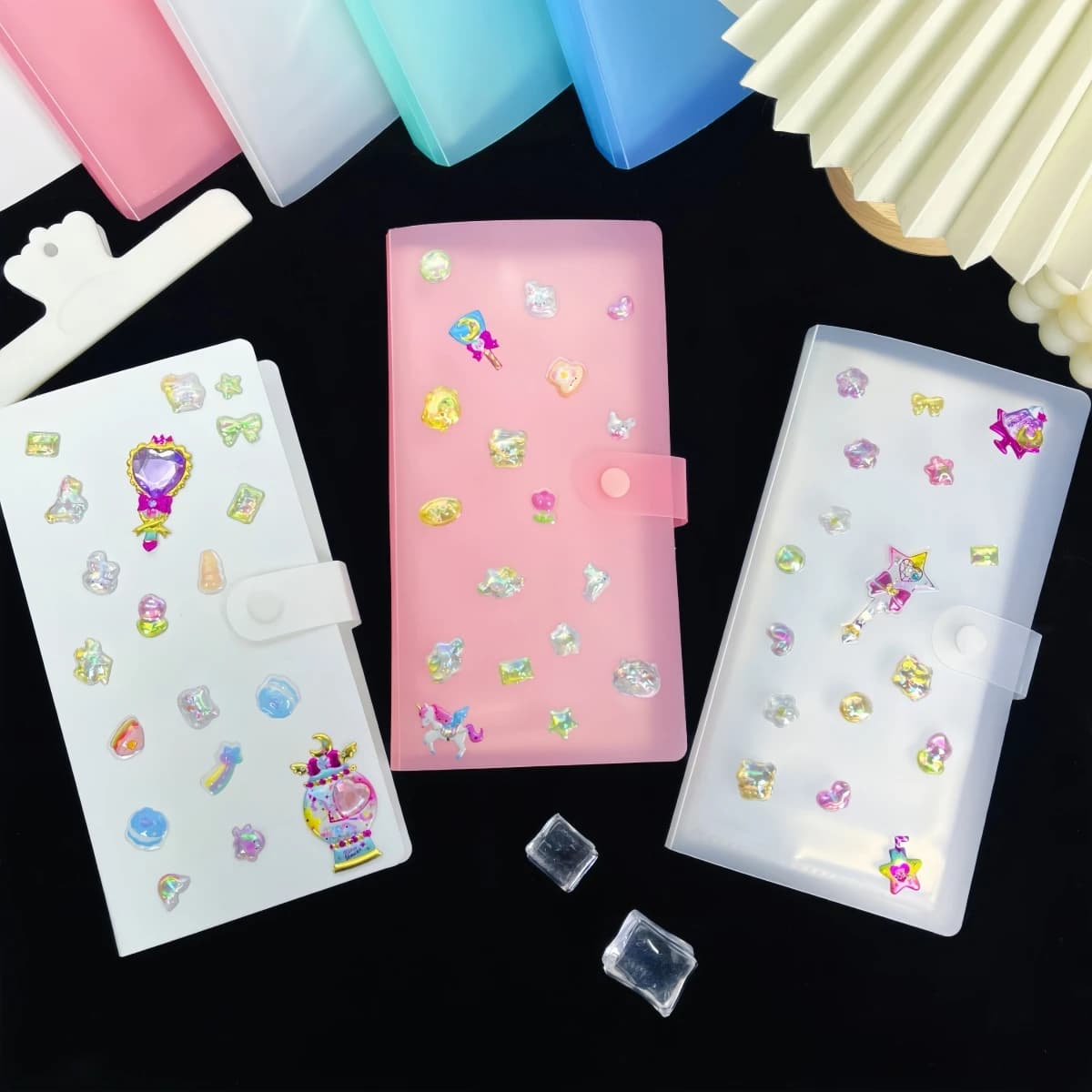 1Pc A6 Minimalist Matte Sticker Storage Book, Sticker Organizer, Sticker Album, Pink and White Transparent Version, Integrated Snap-Button Sticker Storage Card Book, DIY Planner Material Storage, Suitable for Scrapbook