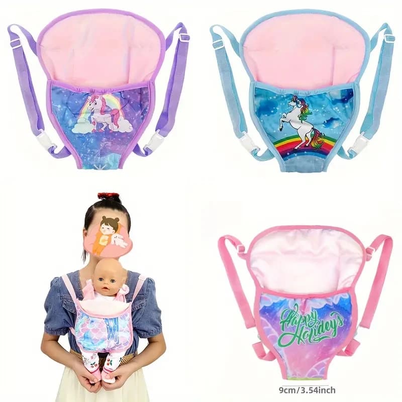 Zaino per bambole per bambole da 43 cm Mini borsa per il trasporto Vestito per neonato Adatto per bambole da 16-18 pollici Borsa per bambole regalo di compleanno per ragazza