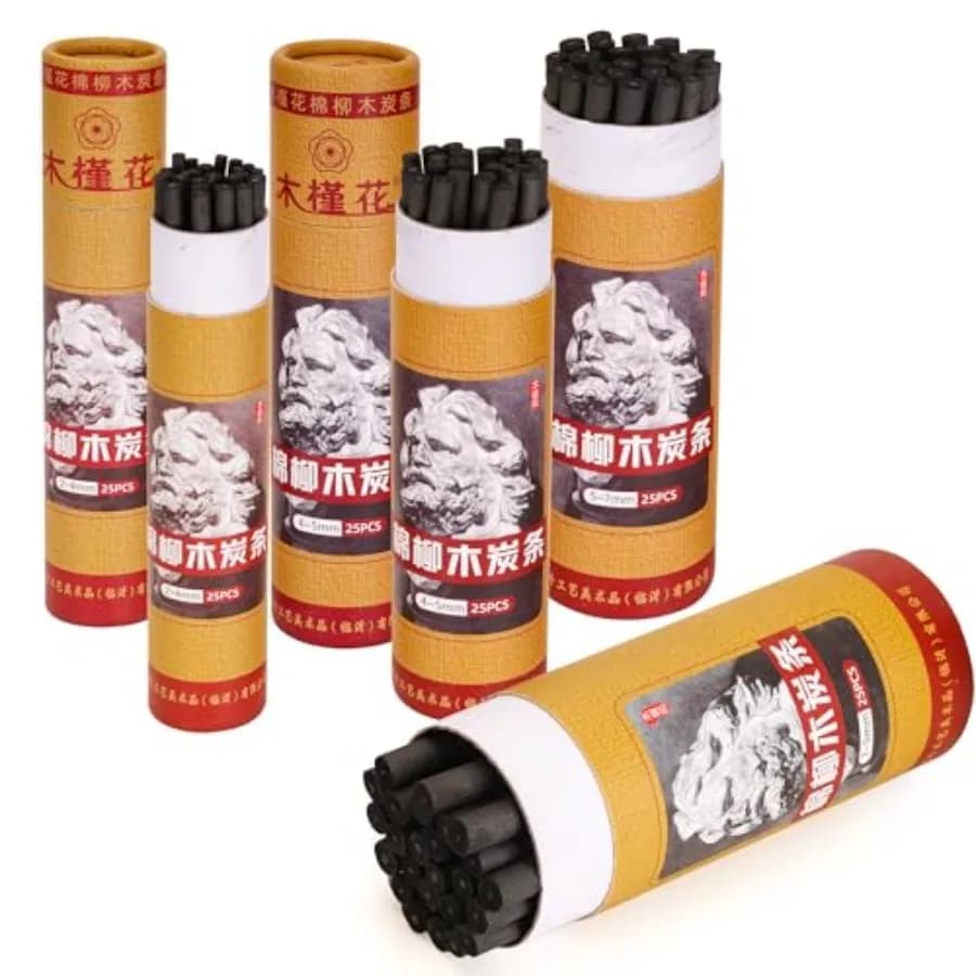 150 Pcs Artist Willow Charcoal Sticks, Soft Vine Charcoal Pencils, Willow Charcoal Sticks for Drawing, Sketching, Shading, 5.7