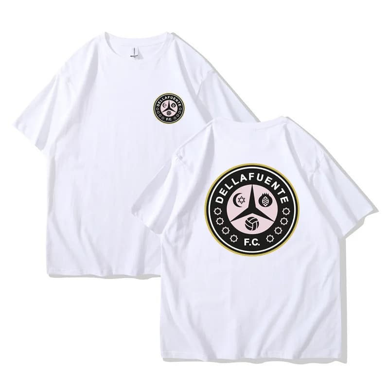 Dellafuente Estate da Uomo e da Donna in Puro Cotone Manica Corta DLFC Football Club Emblema Moda T-shirt Harajuku Unisex Coreano