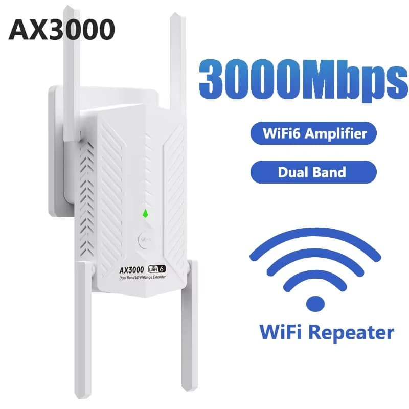 AX3000 WiFi6 Ripetitore Extender Booster Dual Band 2.4G/5GHz Wi-Fi 6 Amplificatore di segnale Router di rete a lungo raggio per Home Office