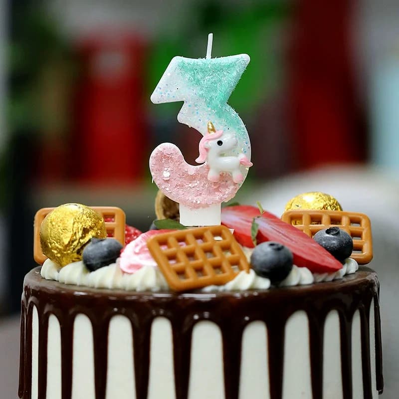 Candela di compleanno Sparklers 1 anno Candele di compleanno originali con unicorno rosa per torta Candela di compleanno per bambini blu
