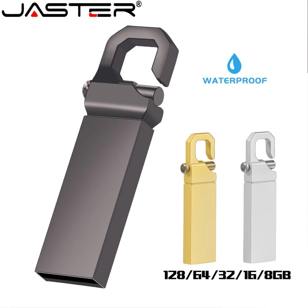 JASTER Business Chiavetta USB 128 GB Pen Drive in metallo 64 GB Chiavetta di memoria argento Scheda di memoria flash da 32 GB Memoria USB da 16 GB Memory Stick da 8 GB