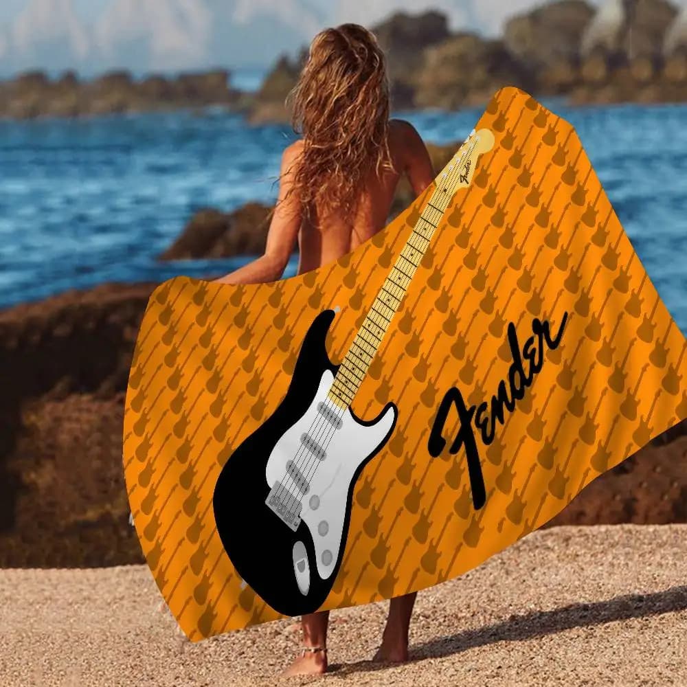 F-Fender G-Guitar Anime Beach Swimming Towel, morbido e assorbente, regalo per bambini, per viaggi, campeggio, palestra