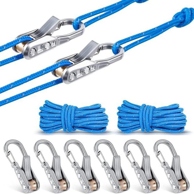 Rope Tightening Tool and Tensioner with Roller Tensioner Heavy-Duty Retractable Tie Down Rope for Camping Tarp Boating Hammock