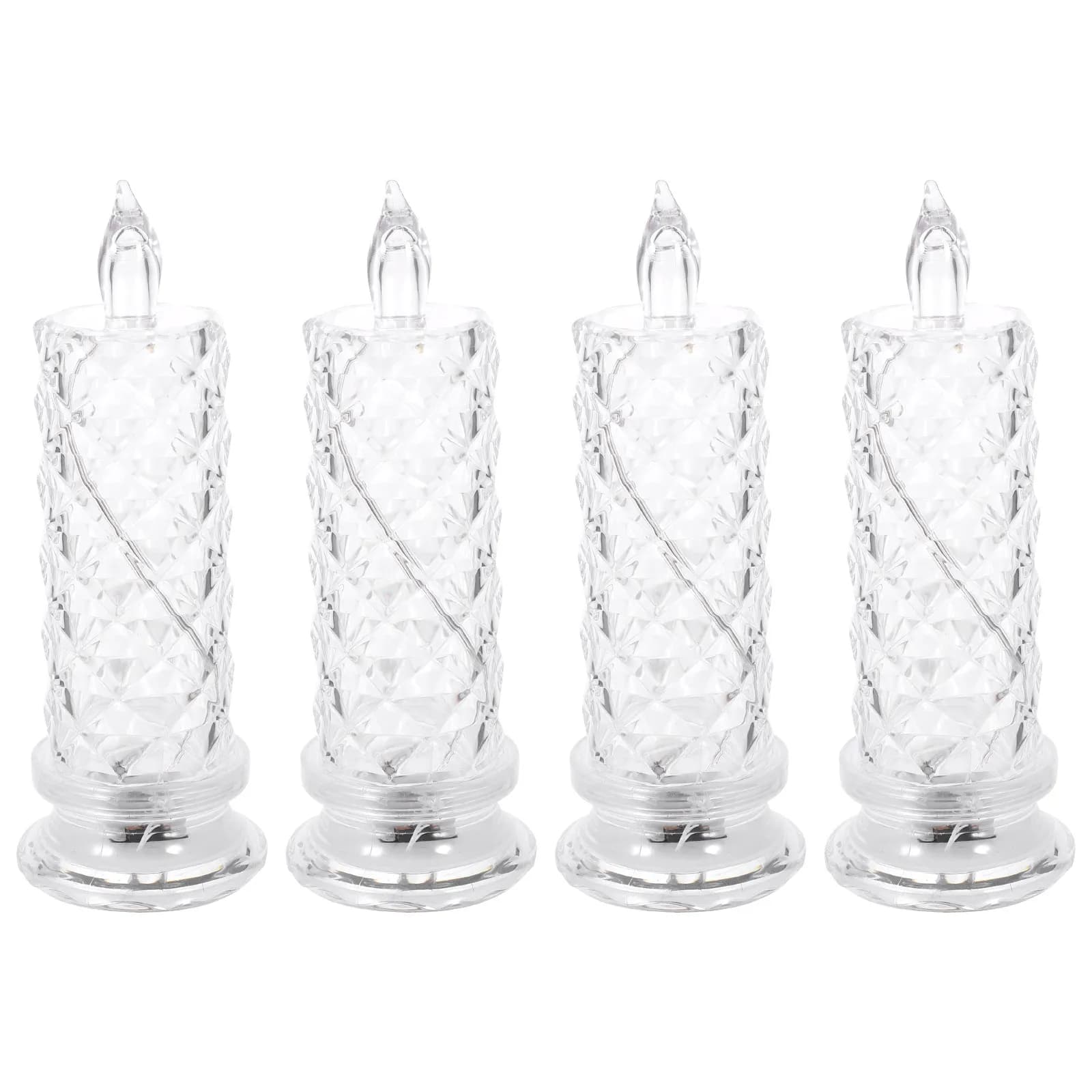 4Pcs Flameless Candles LED Lamps Compact Size for Bedside Desk Bookshelf Dressing Table Photo Props Light