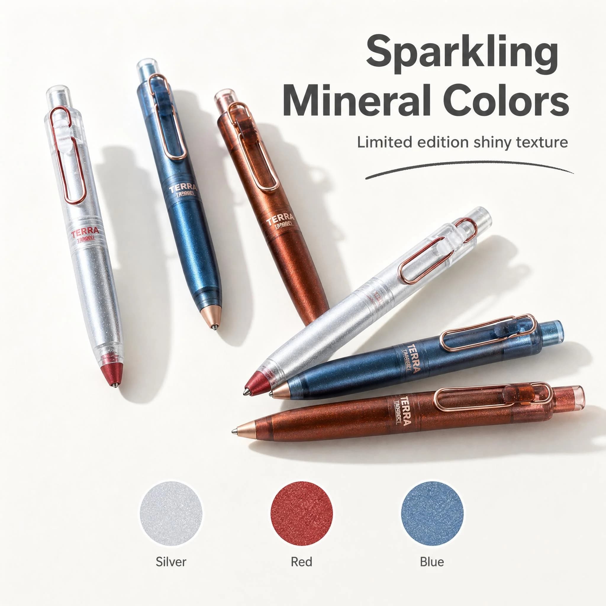 TANOOCI TERRA Retractable Gel Pen 0.5mm Low Center of Gravity Pocket Pen Mineral Transparent Pen Holder School Office Stationery