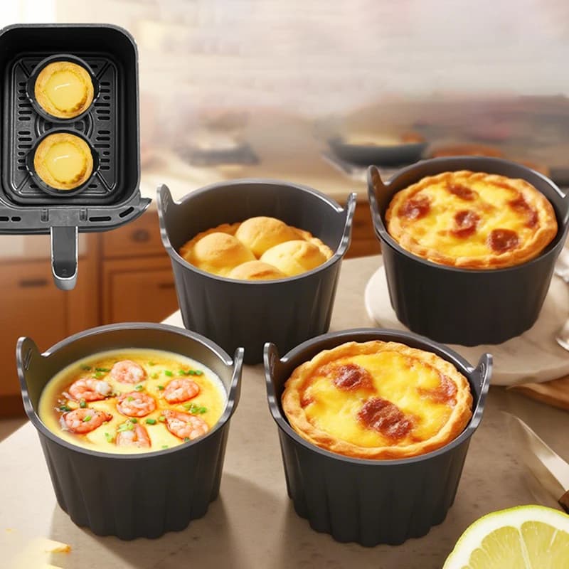 Silicone accessories for air fryer, non-stick molds for cakes, cupcakes, muffins, steam cooking molds, clutch eggs molds, kitchen molds for air fryer and oven.