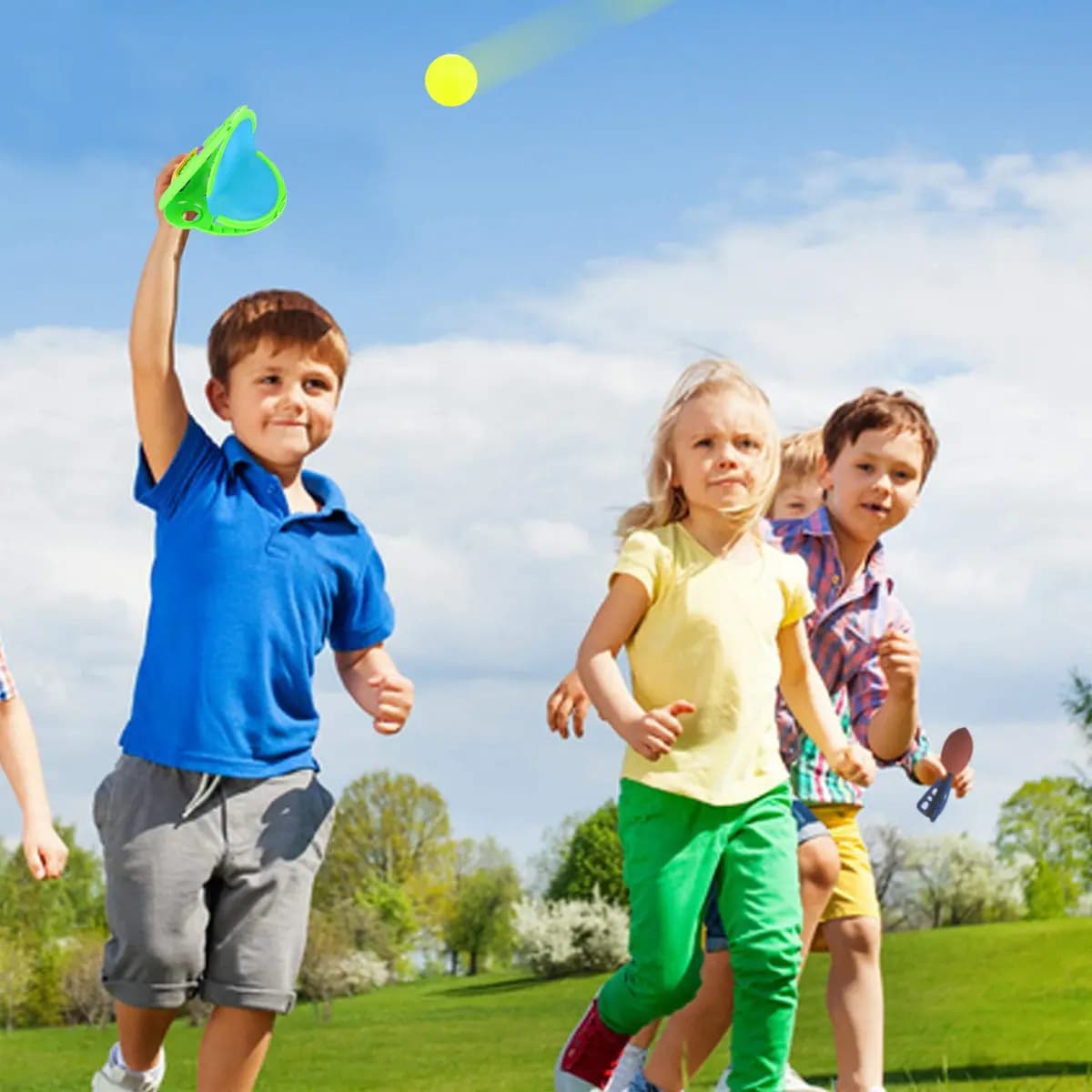 1Set Parent-Kid Interactive Handhold Racket Ball Game Green Perfect for Outdoor Home Party Educational Toddler Infant Kid