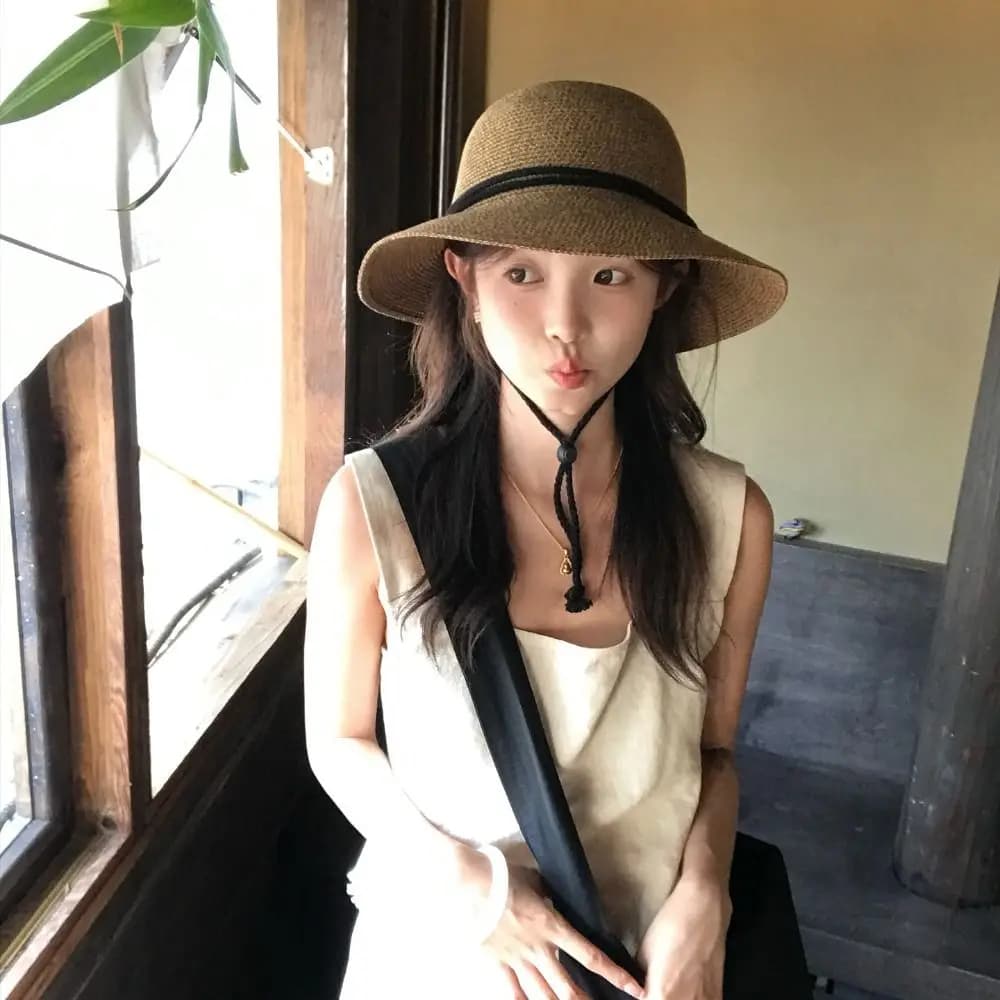 Fashion Summer Straw Bucket Hat Foldable UV Protection Women's Straw Hat Sunscreen Beach Visor Cap Outdoor