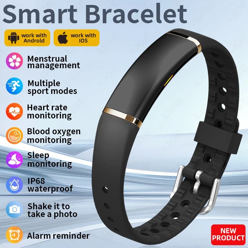 LIGE Nuovo Braccialetto Intelligente da Uomo Ultra-sottile con Monitoraggio della Frequenza Cardiaca e del Sonno, Smart Band Impermeabile per Fitness e Sport