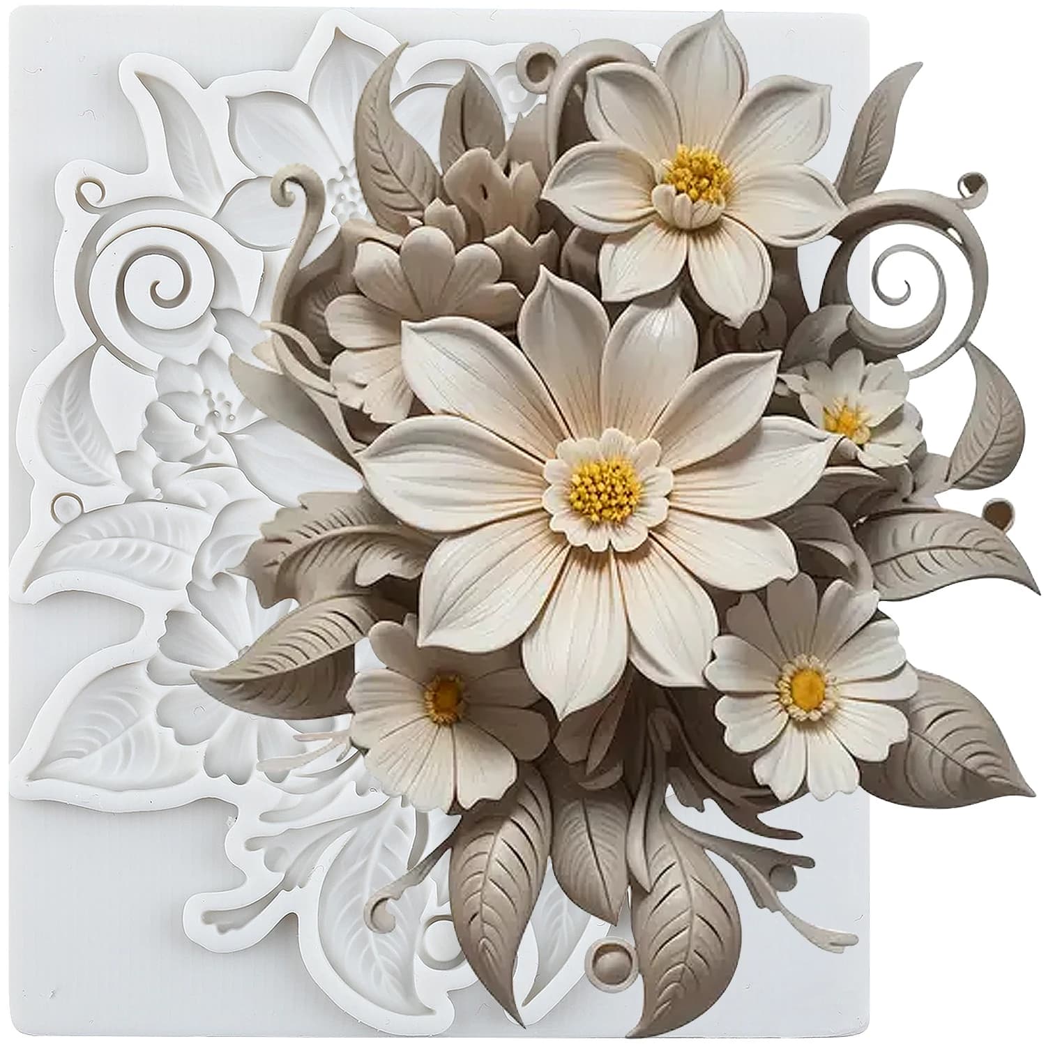 Stampi in silicone stile barocco Fiore in rilievo Strumenti per decorare torte fondente Cupcake Topper Caramelle artigianali Pasta di gomma Argilla polimerica