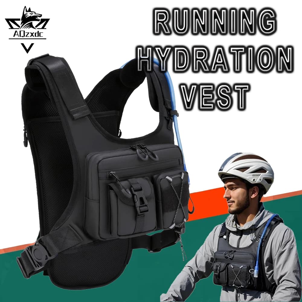 AQzxdc Tactical Backpack for Running Water vests Multi-functional lightweight chest bag for cycling, marathon, jogging