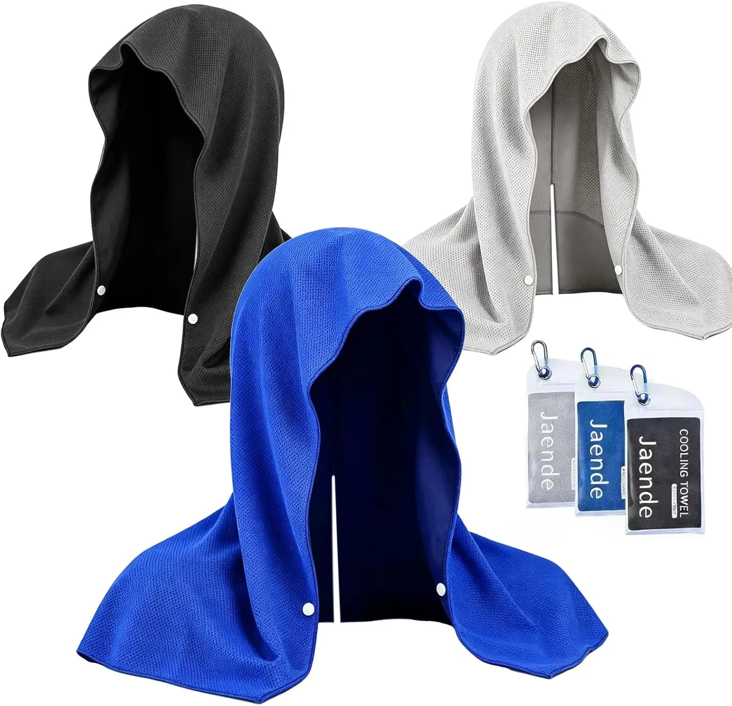 Set di 3 Asciugamani Rinfrescanti con Protezione Solare UPF 50+, Asciugamani a Raffreddamento Istantaneo per Collo e Viso, per Sport, Palestra, Corsa, Yoga