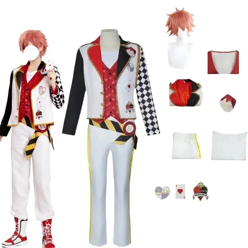 Anime Acee Costume Cosplay T-shirt bianca Cappotto Gilet Pantaloni Set completo Abiti per spettacoli teatrali Gioco di ruolo Vestito Festa di Halloween