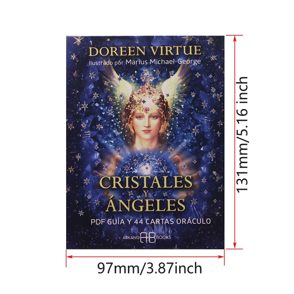Oracolo in Spagnolo Crystal Angels Carte Oracle: un mazzo da 44 carte con parole chiave Versione spagnola con oracolo in scatola