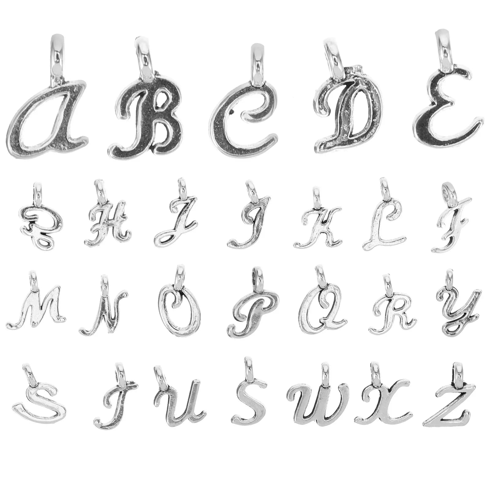 26 Pezzi Ciondoli a Forma di Lettere Inglesi in Metallo per Creazione Gioielli Fai da Te, Leggeri e Versatili per Collane, Bracciali, Orecchini e Portachiavi