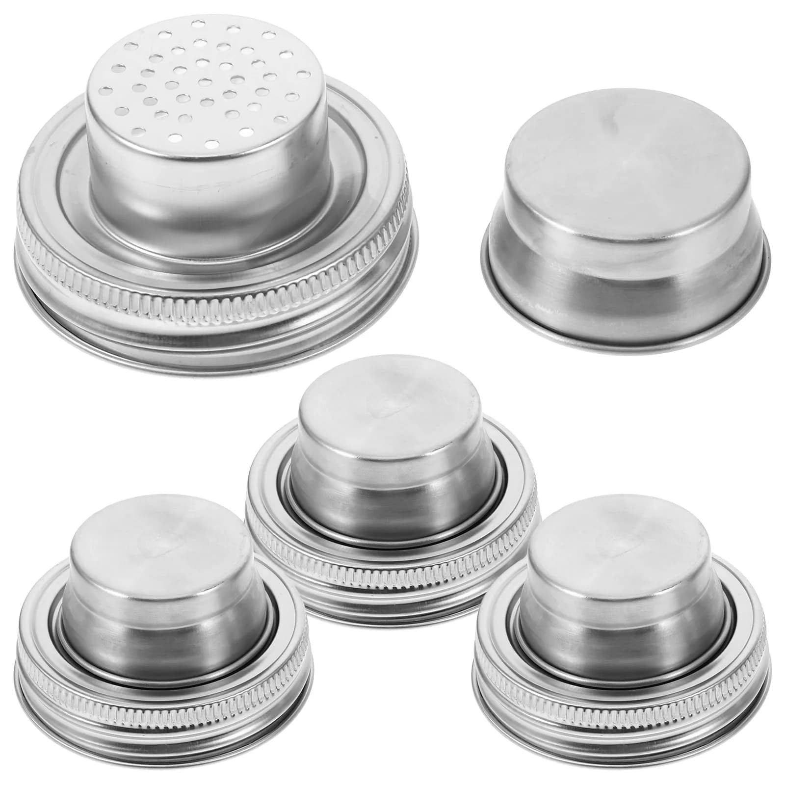 Stainless Steel Shaker Lids 4 Pack Regular Mouth Silicone Seal for Canning Jars Flour Spice Salt Pepper