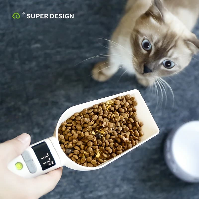 Strumento di Misurazione Elettronico, Cucchiaio Dosatore per Cani e Gatti, Bilancia per Cibo per Animali con Display Digitale, Cucchiaio Pesa-Cibo con Indicazione di Peso e Volume
