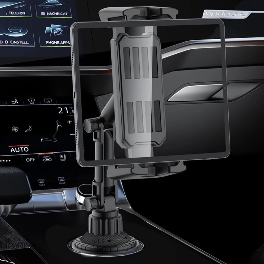 Portabicchieri universale per auto Supporto per tablet da 4-14 "Supporto per telefono Girevole a 360° Inclinazione regolabile Accessori per camion SUV per veicoli pesanti