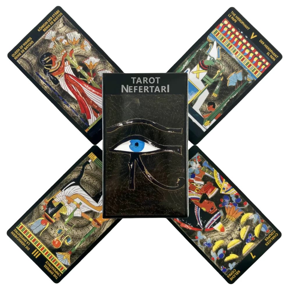 Tarocchi Nefertari Cards Un mazzo da 78 Oracle egiziano Visioni inglesi Divinazione Edizione Borad Giocare a giochi