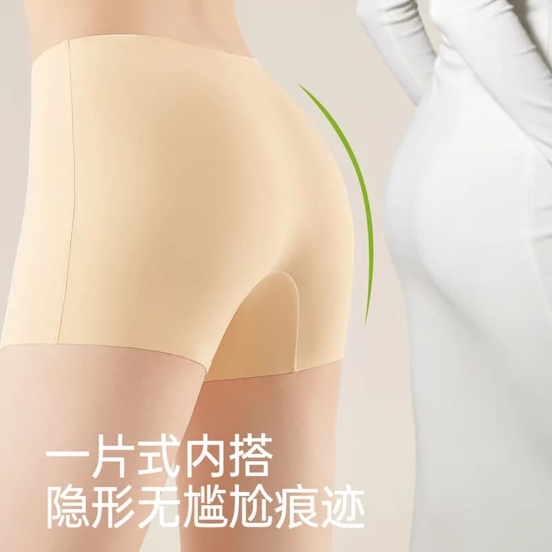 Women Seamless Safety Shorts Anti Exposure Mid Waist Non Rolling Ice Silk 2 in 1 Boxer Briefs Thin Underwear Panties For Summer