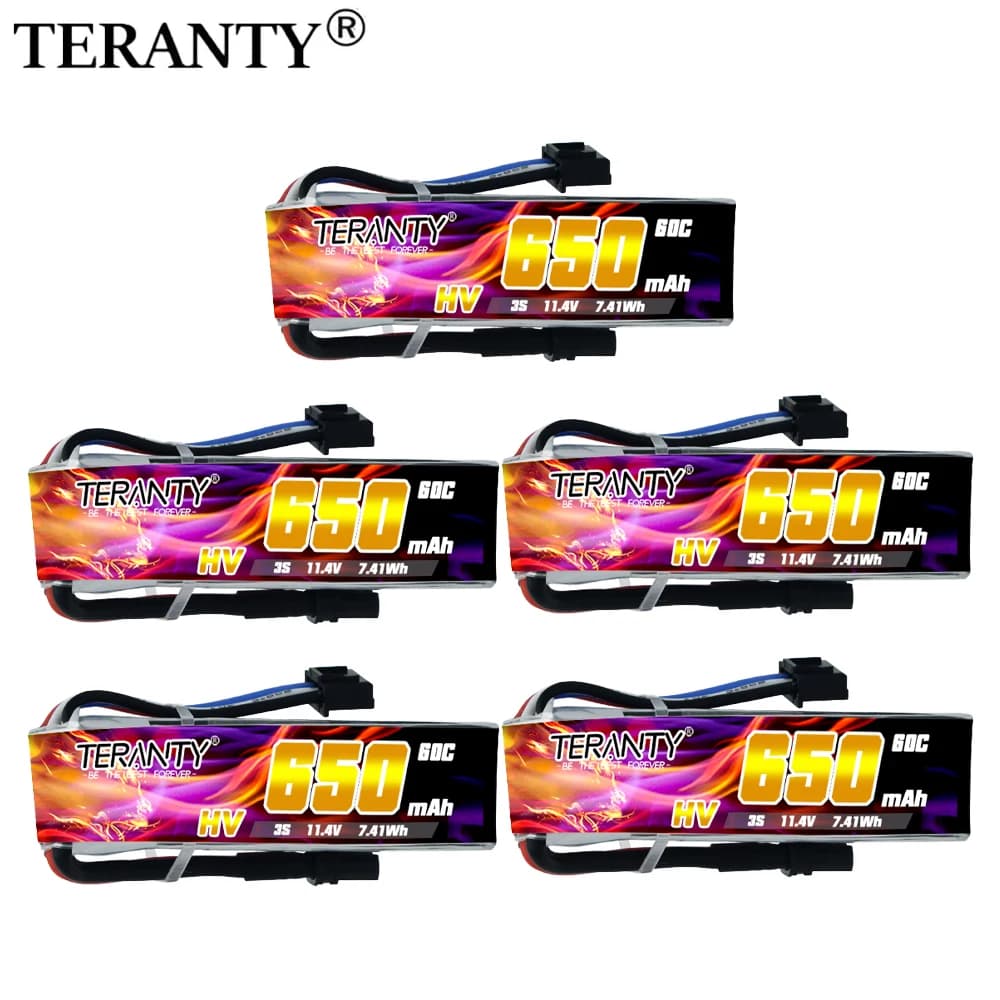 1/2/5/8 pieces Lipo HV TERANTY 650mAh 3S 11.4V 60C/120C Battery for FPV racing drones, 4 Axis UAV, RC drones with XT30U connector