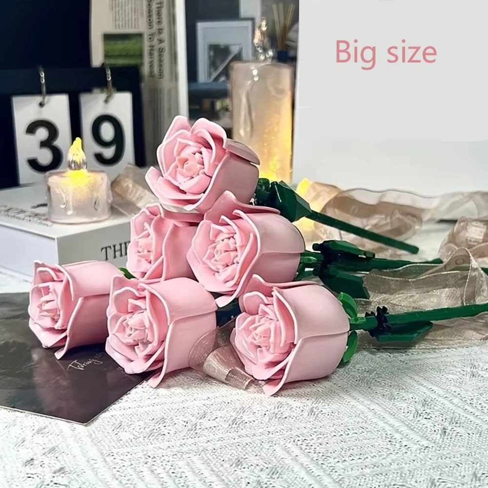 Fai da te rosa rosa piante da fiore pace giocattoli da costruzione speranza San Valentino giardini modello classico mattone amato da ragazza set per bambini