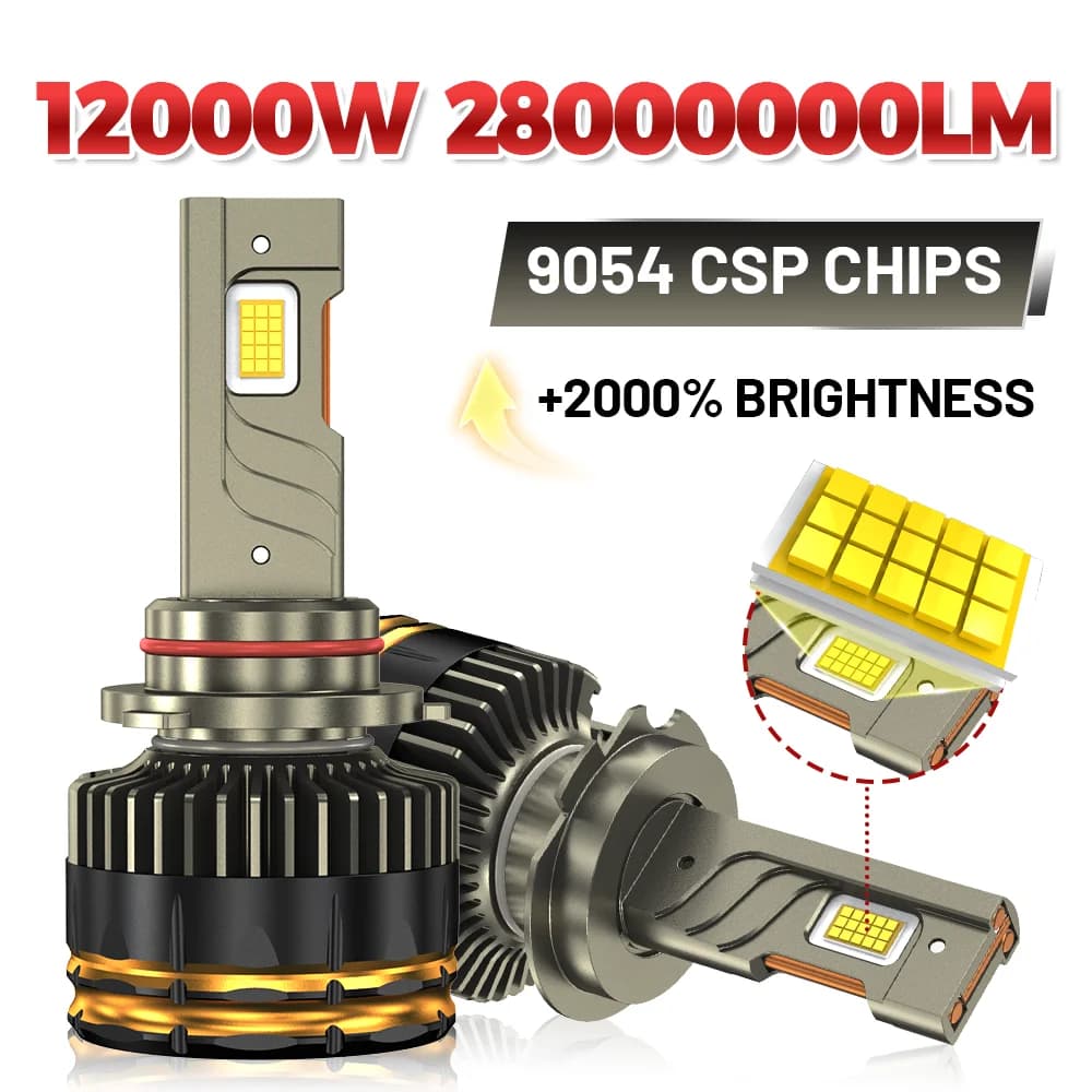 H7 Canbus LED light for Auto 28.000.000LM, Super HB4 H11 H4 H1 9012 HB3 9005 9006 H8, Plug-N-Play bulbs 12.000W 6000K, Auto lights