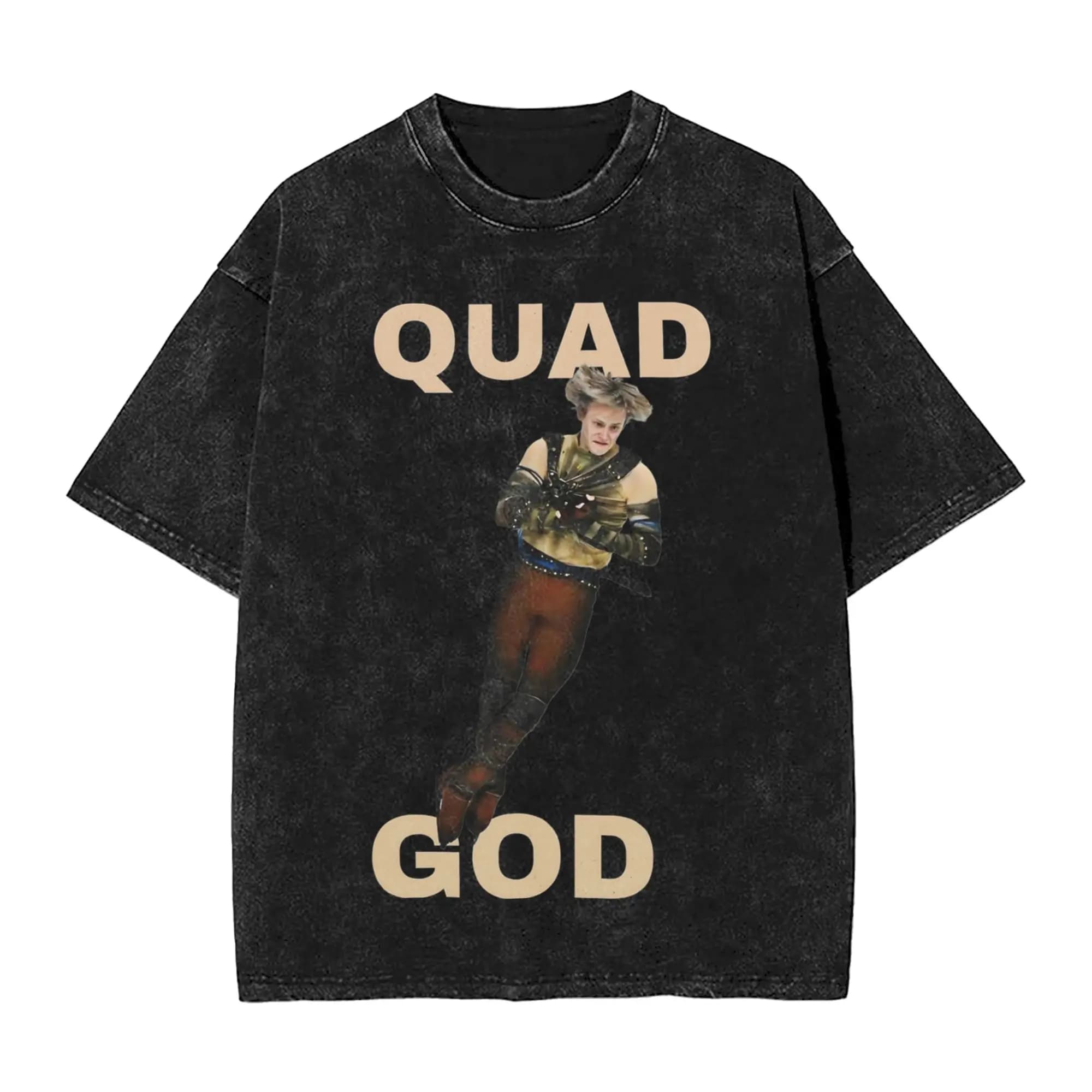 T-shirt Lavata Ilia Malinin Quad God, Maglietta Streetwear per Pattinaggio su Ghiaccio, 100% Cotone, con Grafica, per Uomo e Donna