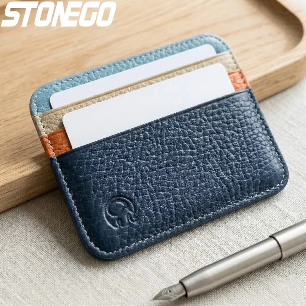 Portafoglio Sottile in Vera Pelle per Carte di Credito e Documenti con Blocco RFID, Porta Carte e Biglietti, 1 Pezzo