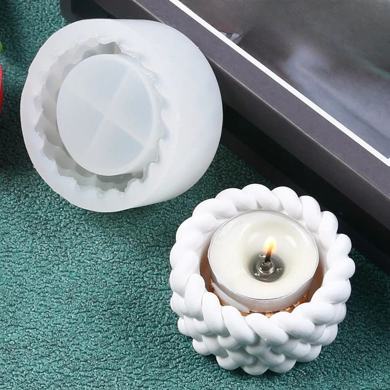 DIY Hemp Rope Candle Holder Silicone Mould, Candle Base Plaster Decor Resin Epoxy Mould, Home Decor Craft Storage Tools