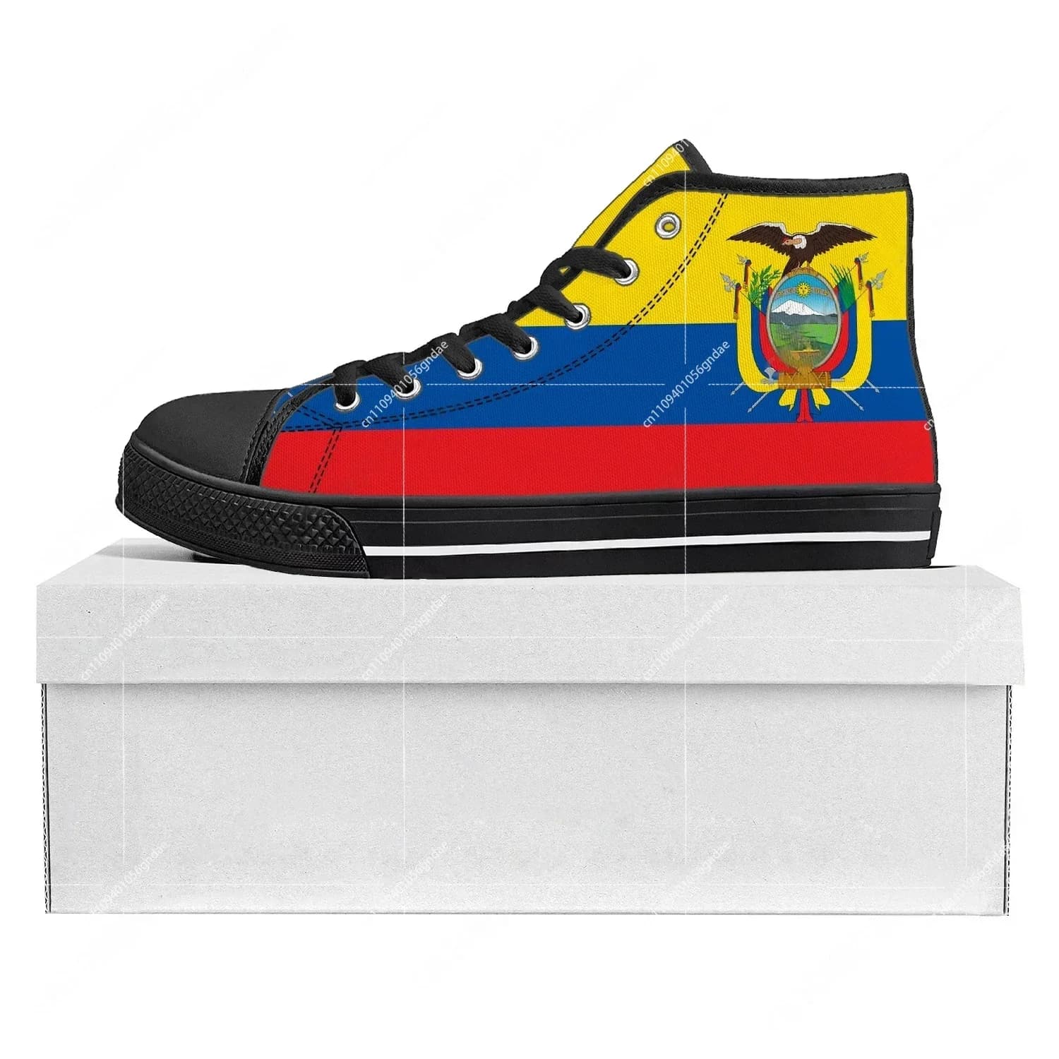 Ecuador Flag High Top High Quality Sneakers Mens Womens Teenager Canvas Sneaker Ecuador Casual Couple Shoes Custom Shoe