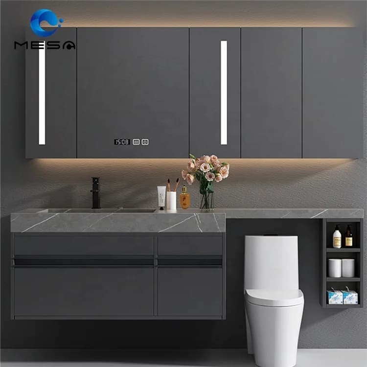 Luxury Toilet Furniture Wood Bathroom Vanity Cabinets With Sink And Mirror