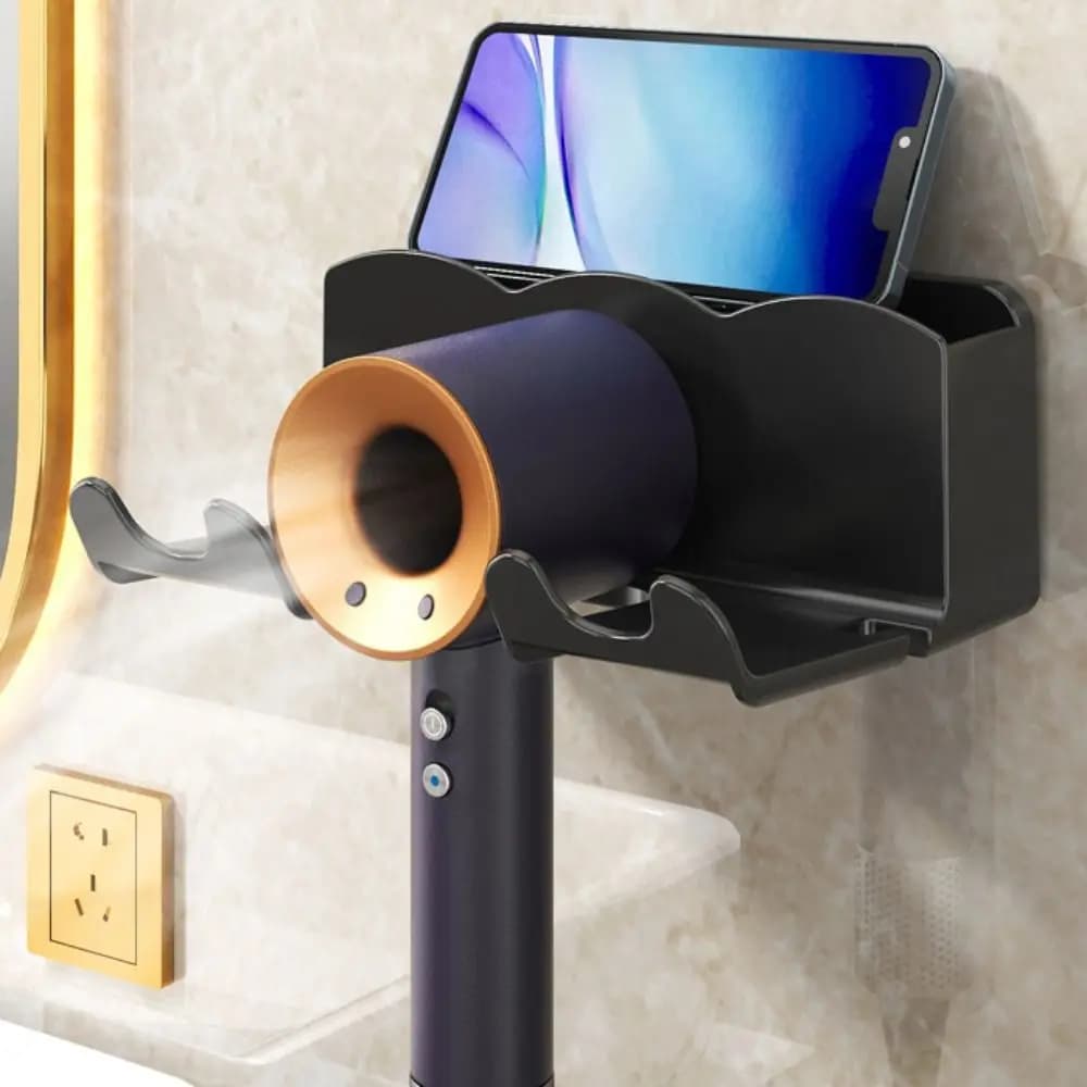 Organizer box Wall plastic hairdryer holder with free punching Hair dryer door Elegant blower door for home