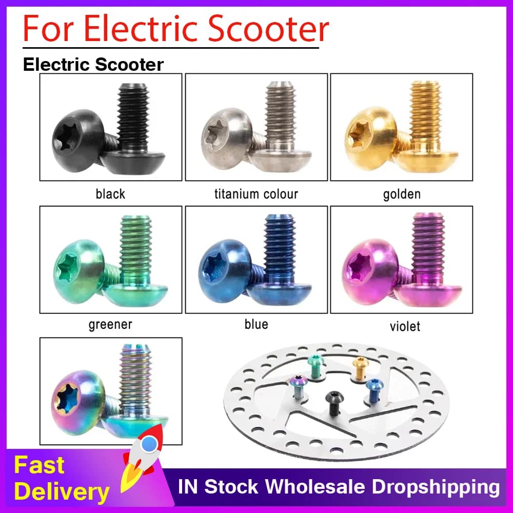 M5x10mm Disc Brake Rotor Screw Replacement Brake Rotor Fixing Bolt Part for Electric Scooter M5 Titanium Alloy Screw Accessories