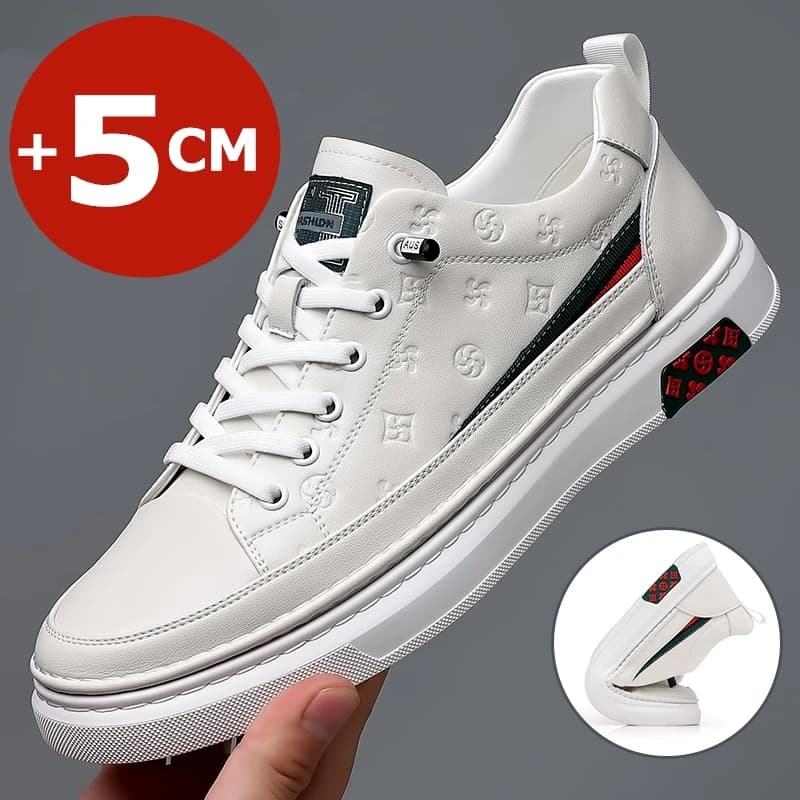 Primavera autunno piatto/5cm scarpe da ascensore uomo Casual Sneakers in vera pelle per il tempo libero aumento dell'altezza mocassini da uomo traspiranti alla moda