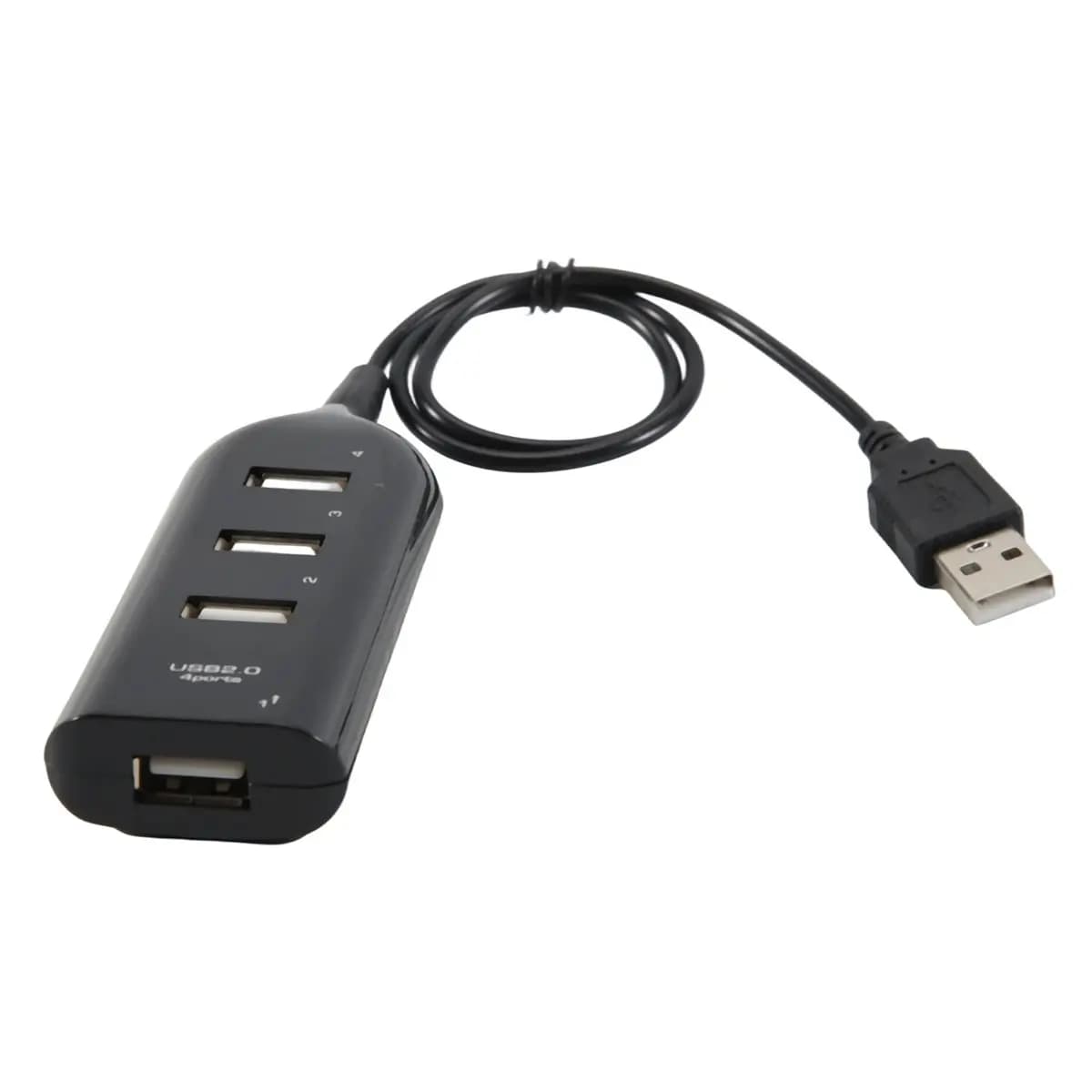 ABGN USB Hub 2.0 Multi-USB High Speed Hub Splitter 4-Port USB Hub Adapter for Laptop Receiver Computer Accessories Black
