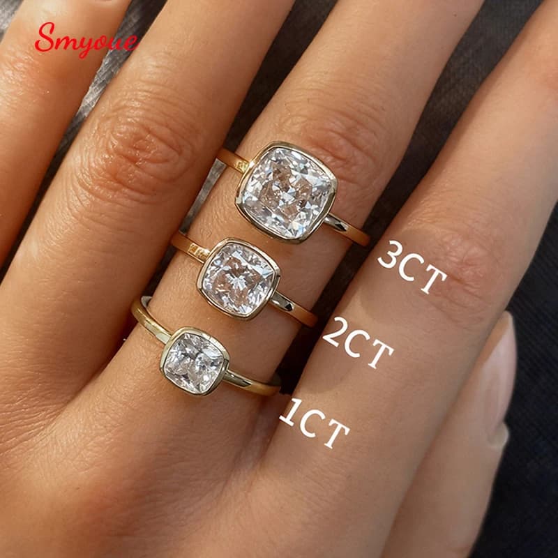 Smyoue Nuovo Anello da Donna con Moissanite Taglio Cuscino da 1-3 carati, Supera il Test, per Proposta di Matrimonio, Gioiello con Diamante da Laboratorio, in Argento Sterling S925