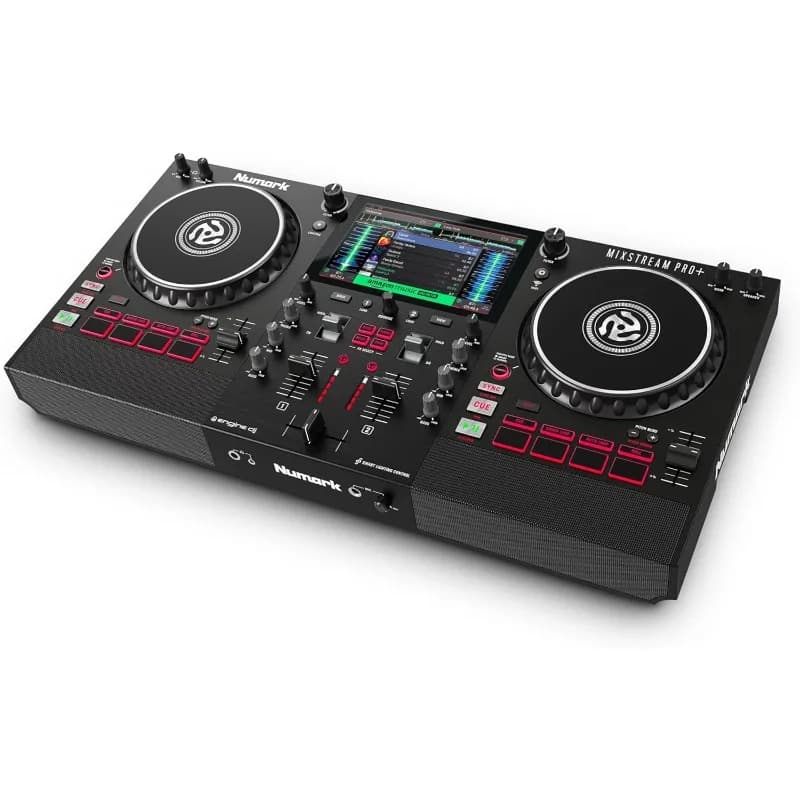 home.Mixstream Pro+ Controller DJ con separazione dello stelo, 2 deck, streaming Wi-Fi, mixer, touchscreen da 7", altoparlanti, funziona