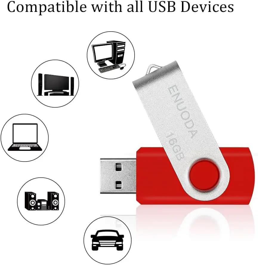 Confezione da 10 Chiavette USB da 16GB con Portachiavi, 10 Colori, Compatibili con PC/Mac/Linux