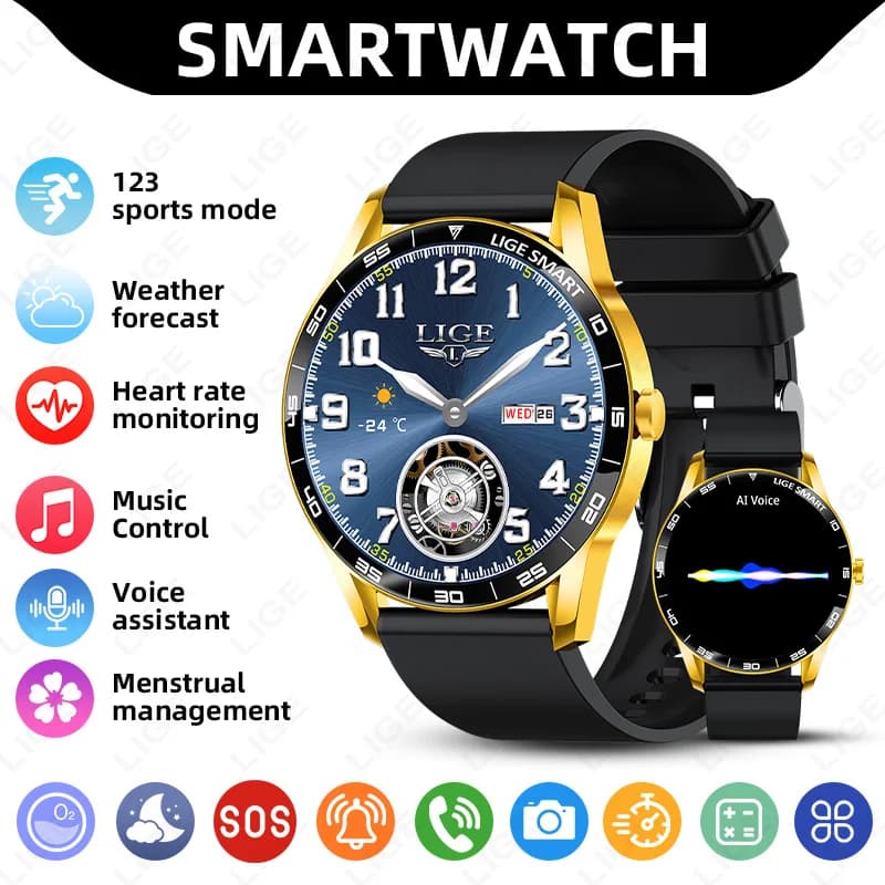 LIGE 2026 Nuovo Smartwatch Uomo 1.38" HD Chiamata Bluetooth Cardiofrequenzimetro Impermeabile Orologio Sportivo Intelligente Donna Per Telefono Android iOS