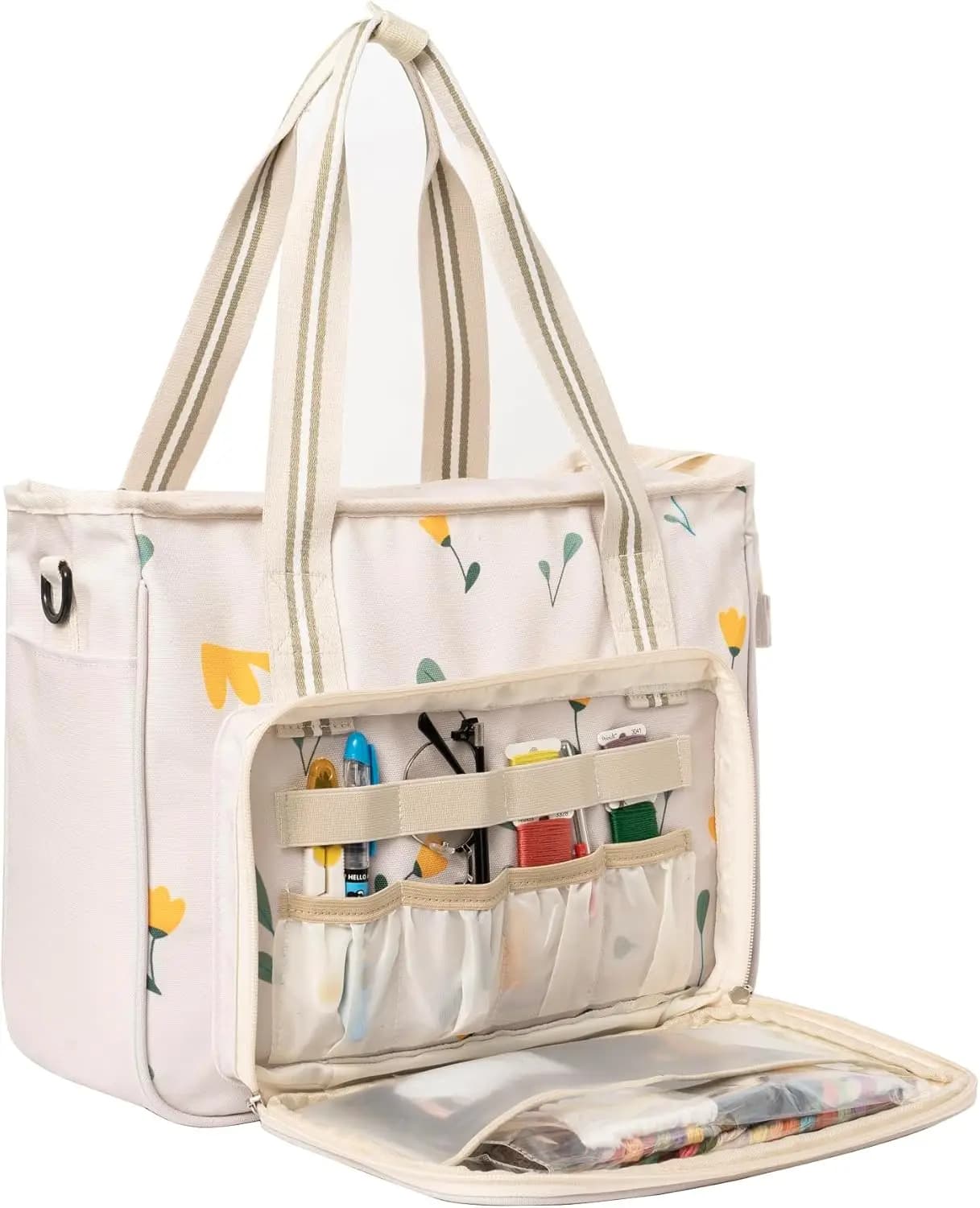 Borsa portaoggetti per kit da ricamo, custodia portatile per il trasporto artigianale per forniture e progetti di cucito (solo borsa)