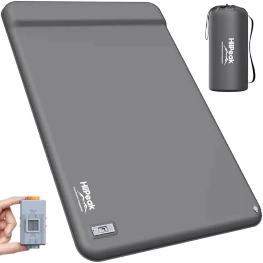 Materassino Doppio da Campeggio con Pompa Elettrica, Spessore 3 Pollici, Materasso Autogonfiabile in Memory Foam per 2 Persone con Cuscino, Portatile S