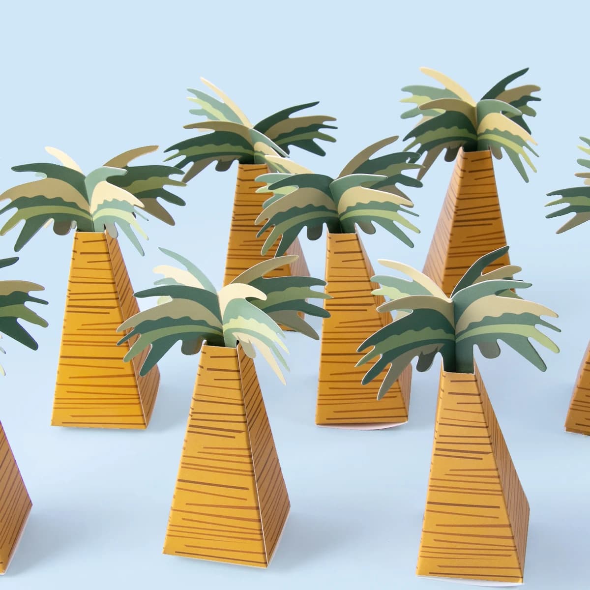 10/20/30 pezzi di palma da cocco scatola di caramelle di carta decorazione tropicale hawaiana scatola di imballaggio regalo bomboniere estive per feste di compleanno