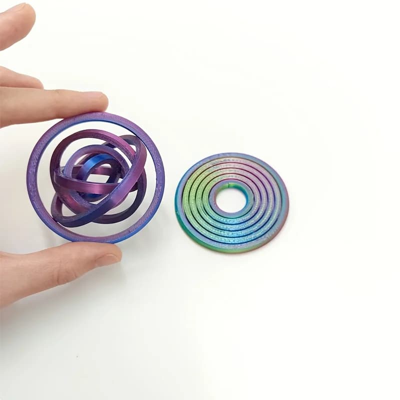 Anello rotante per la punta delle dita con decompressione stampato in 3D - Giocattolo per alleviare l'ansia, materiale ABS durevole, colori vivaci | Plastica resistente