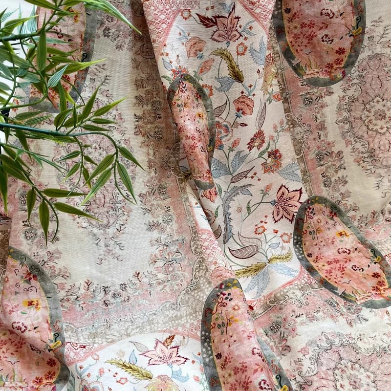 Pastel Puzzle Print Fabric Brocade Cotton Summer Dress Blouse Hanfu Clothing Material Digital Textile DIY Fabrics By The Meter