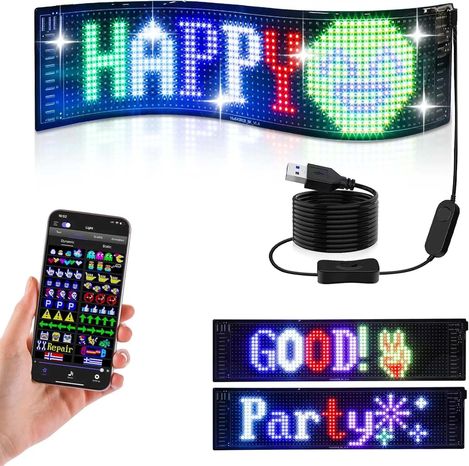 Programmable Led Light,Scrolling Bright Advertising LED Sign,Flexible Digital Sign App Control Custom Text Pattern Pre-