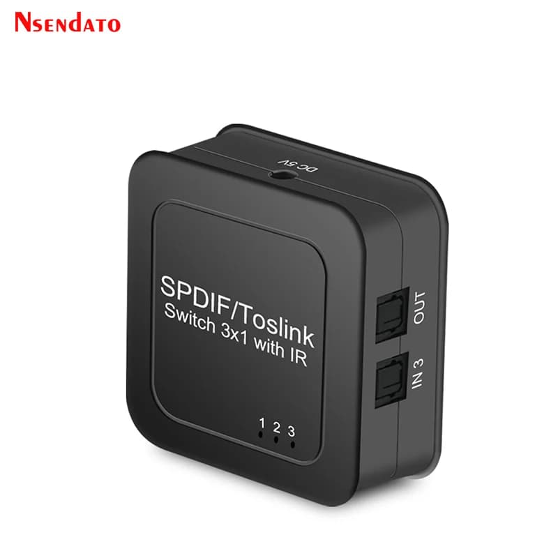 Commutatore audio ottico digitale Spdif Toslink 3x1 3 ingressi 1 uscita con telecomando IR per proiettore, TV Box, monitor multimediale, DVD, PC